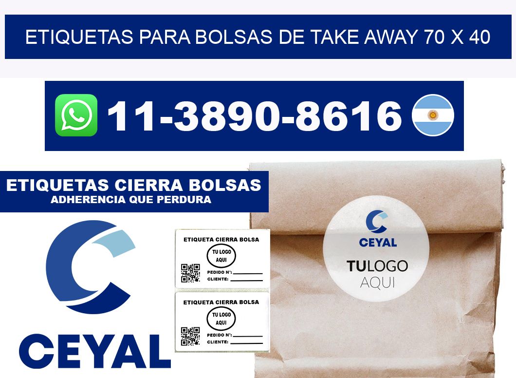 ETIQUETAS PARA BOLSAS DE TAKE AWAY 70 x 40