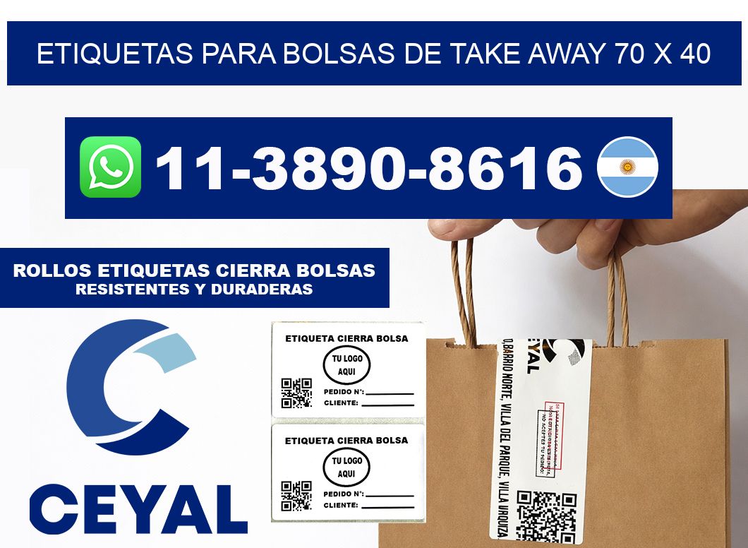 ETIQUETAS PARA BOLSAS DE TAKE AWAY 70 x 40