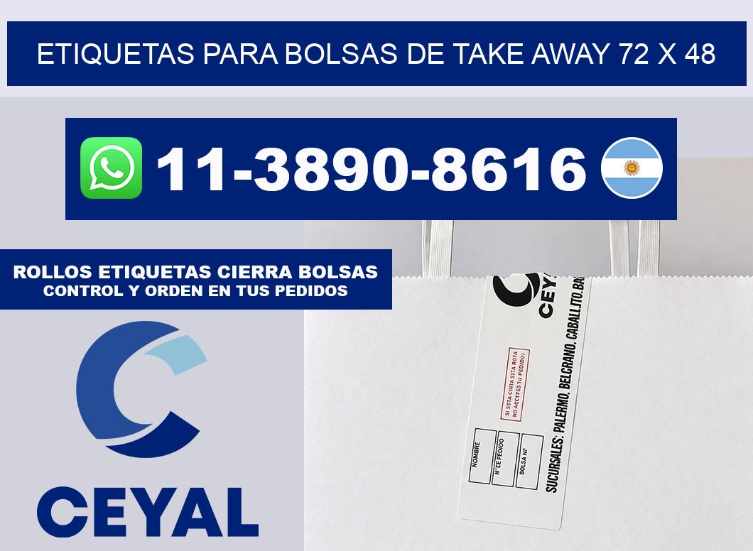 ETIQUETAS PARA BOLSAS DE TAKE AWAY 72 x 48