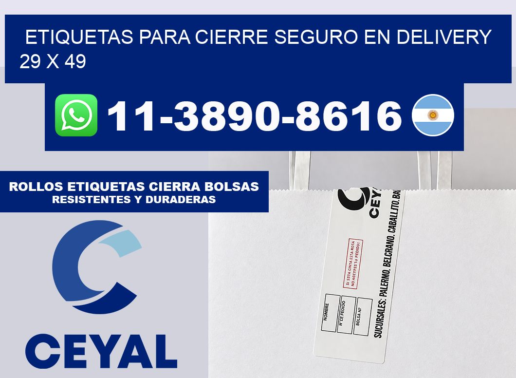 ETIQUETAS PARA CIERRE SEGURO EN DELIVERY 29 x 49