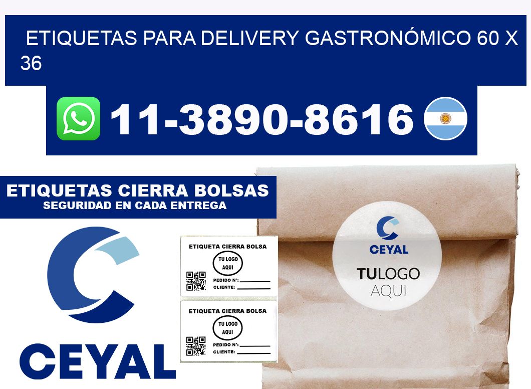 ETIQUETAS PARA DELIVERY GASTRONÓMICO 60 x 36