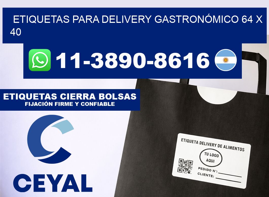 ETIQUETAS PARA DELIVERY GASTRONÓMICO 64 x 40