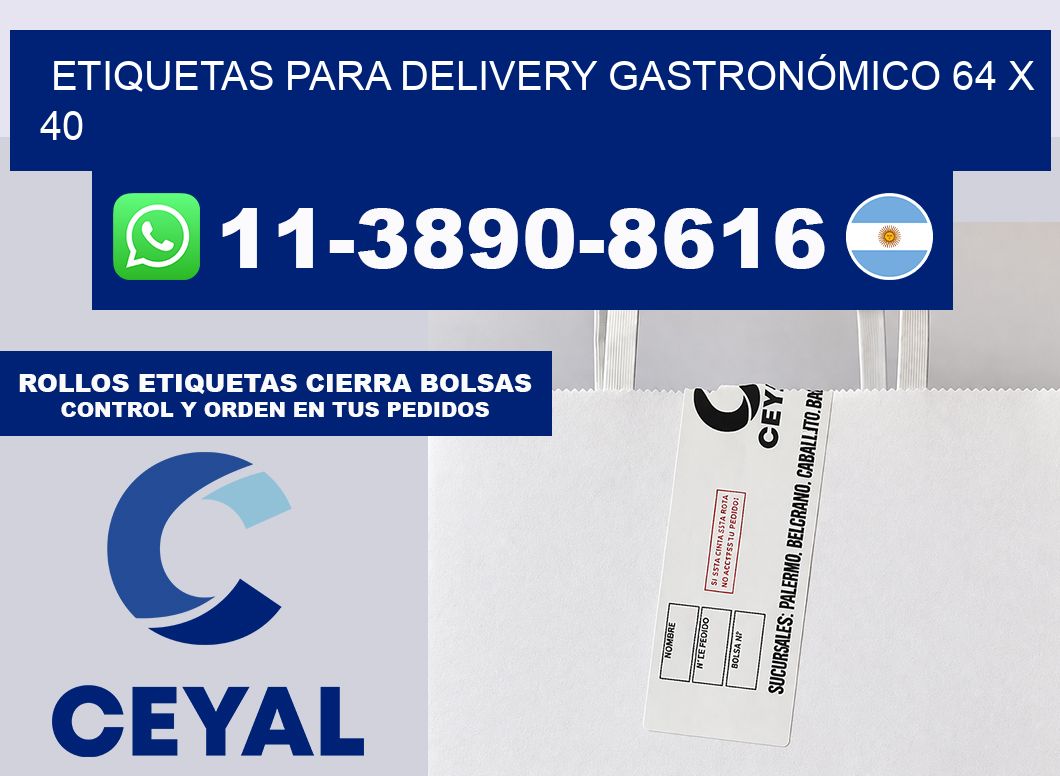 ETIQUETAS PARA DELIVERY GASTRONÓMICO 64 x 40