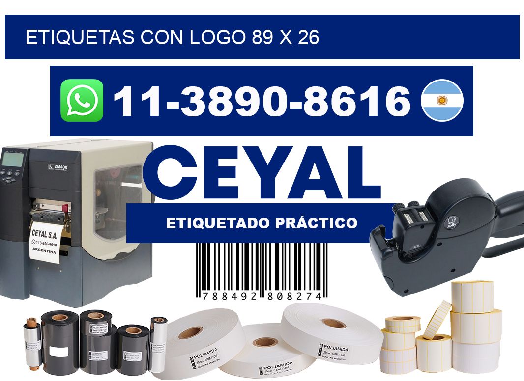 Etiquetas con logo 89 x 26