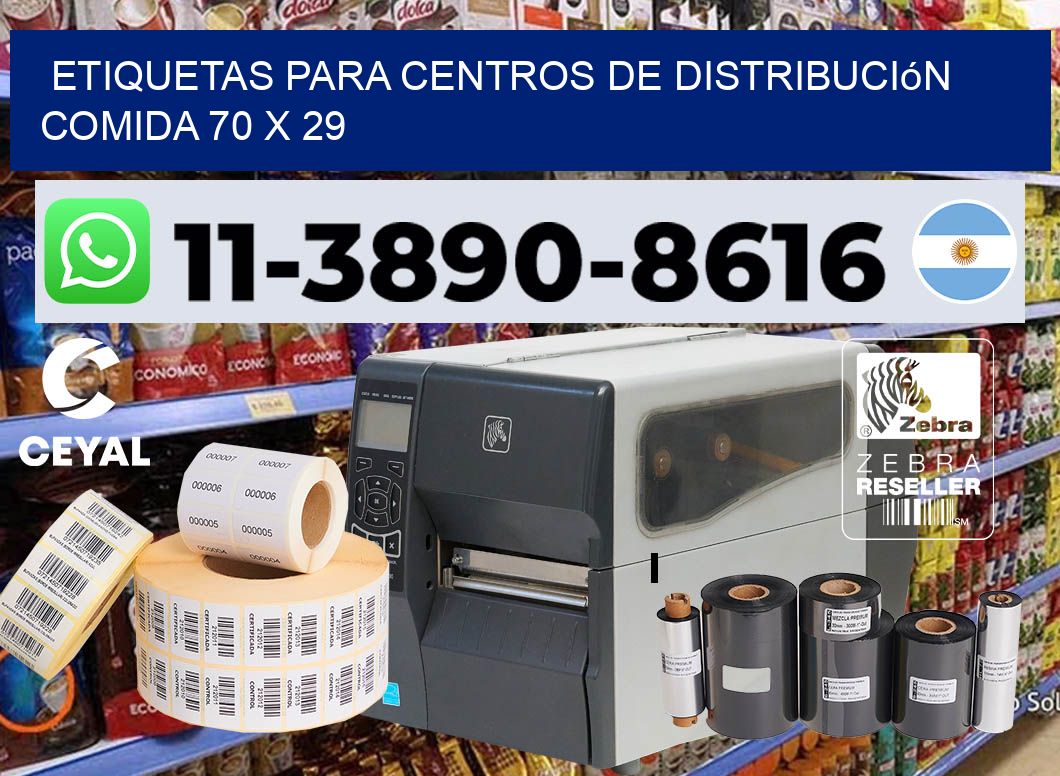 Etiquetas para centros de distribución comida 70 x 29
