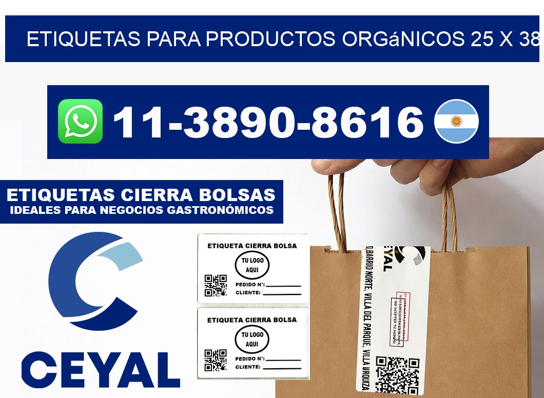 Etiquetas para productos orgánicos 25 x 38
