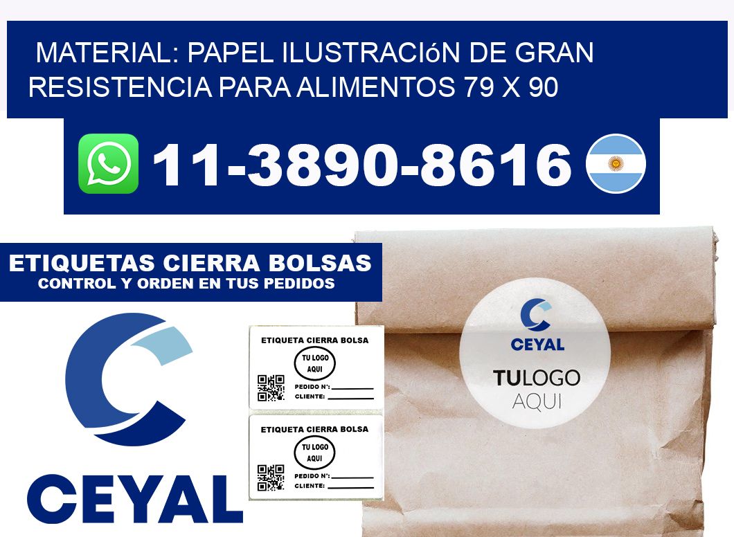 Material: papel ilustración de gran resistencia para alimentos 79 x 90