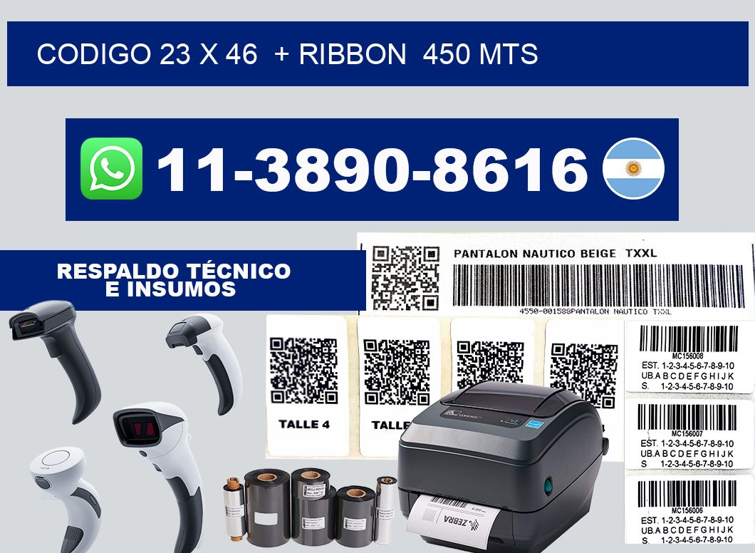 codigo 23 x 46  + ribbon  450 mts