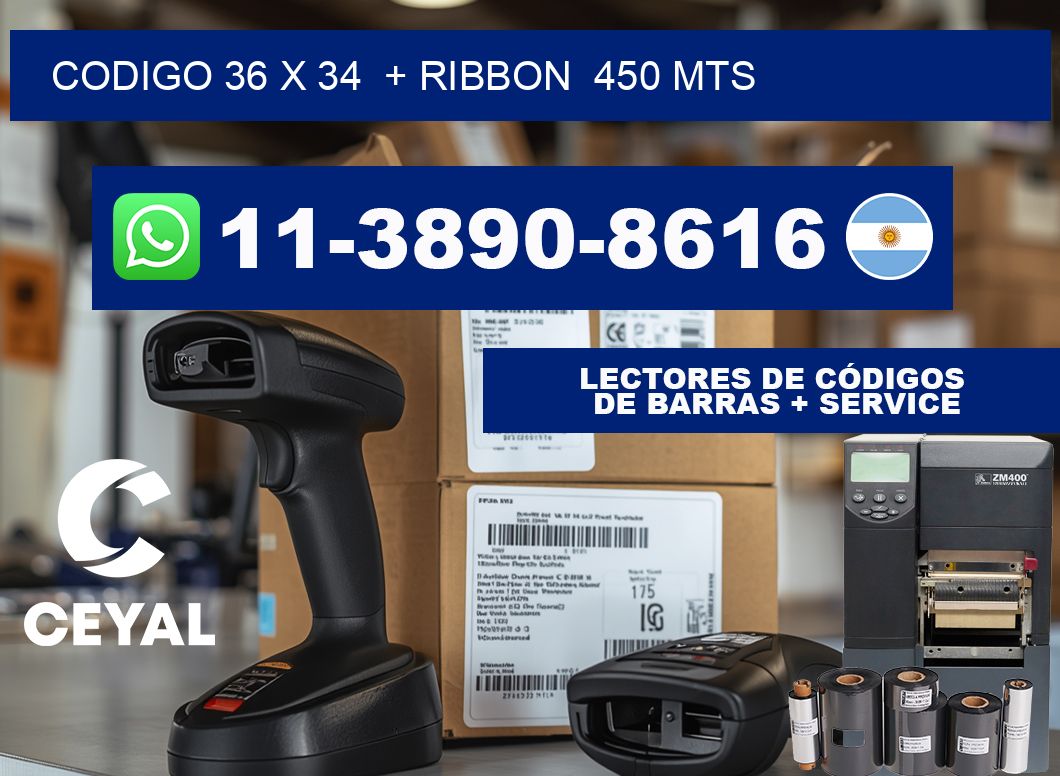 codigo 36 x 34  + ribbon  450 mts