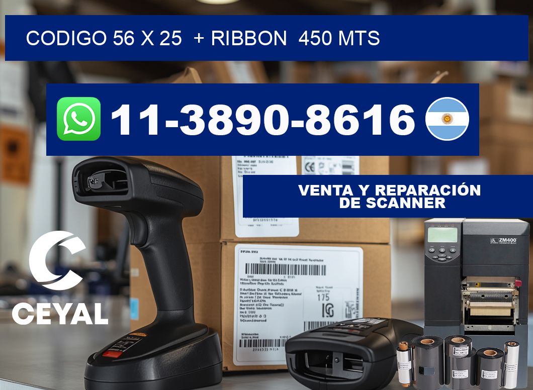 codigo 56 x 25  + ribbon  450 mts