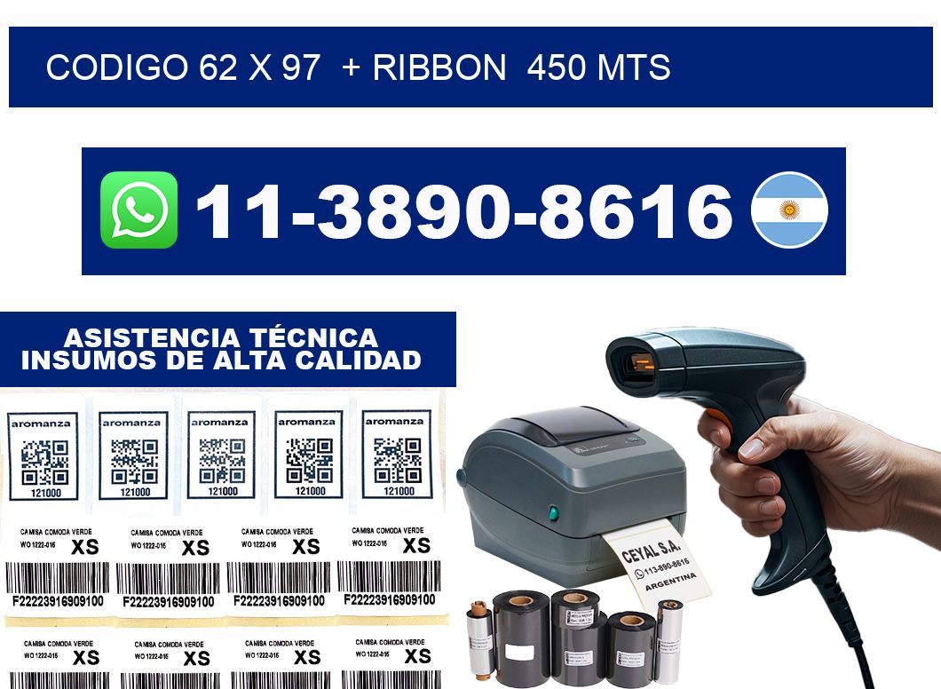 codigo 62 x 97  + ribbon  450 mts