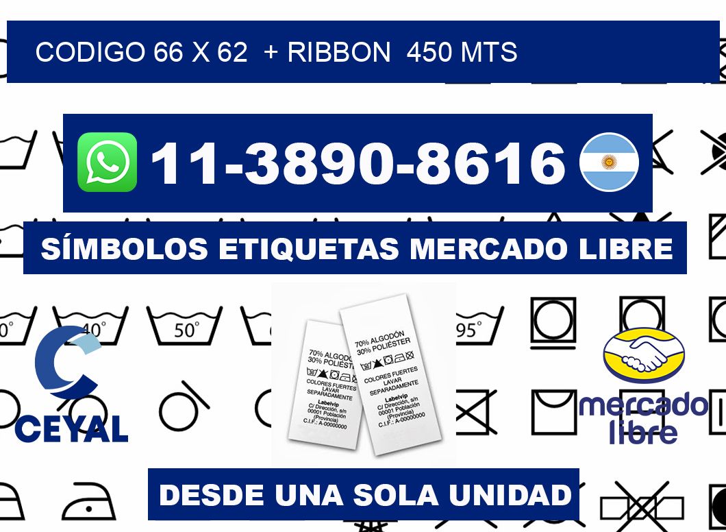 codigo 66 x 62  + ribbon  450 mts