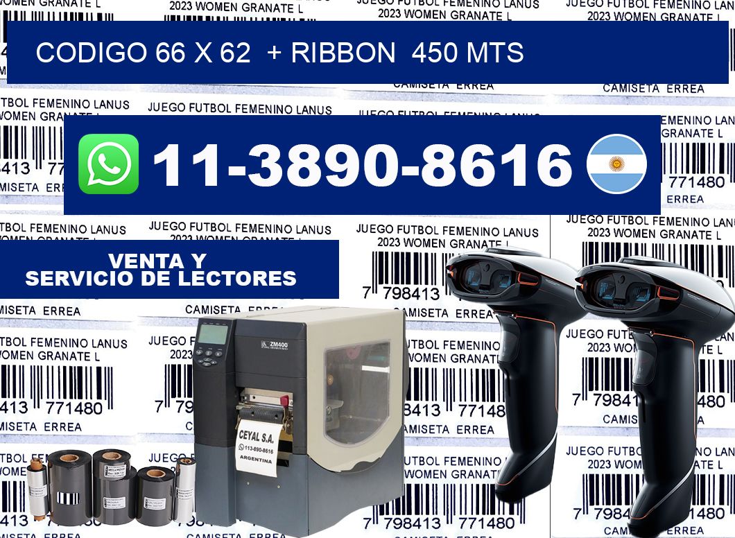 codigo 66 x 62  + ribbon  450 mts
