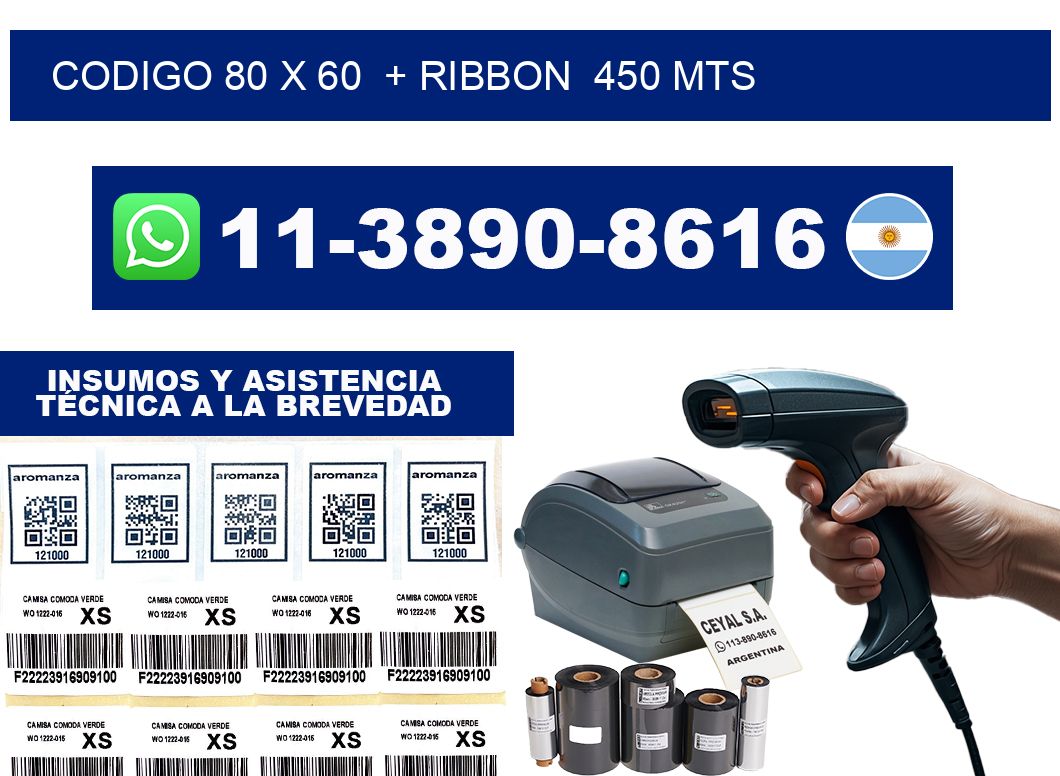codigo 80 x 60  + ribbon  450 mts