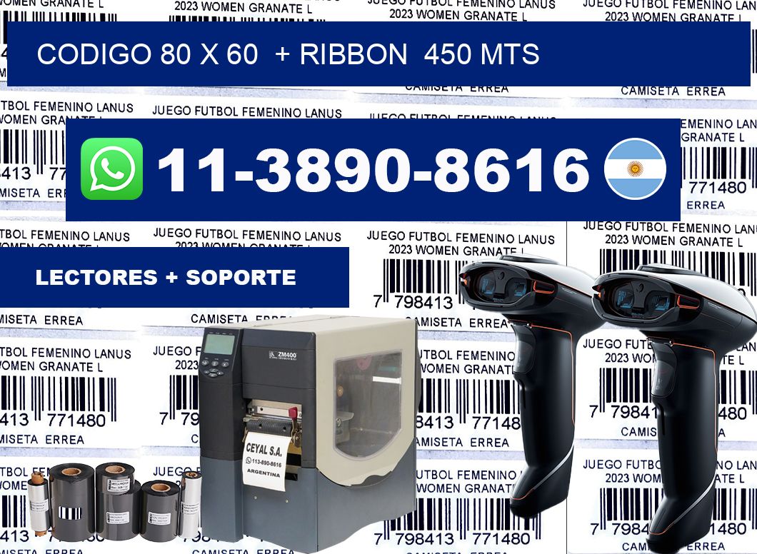 codigo 80 x 60  + ribbon  450 mts