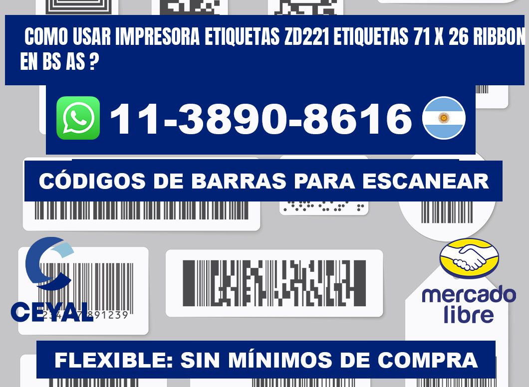 como usar impresora etiquetas zd221 etiquetas 71 x 26 ribbon en BS AS ?