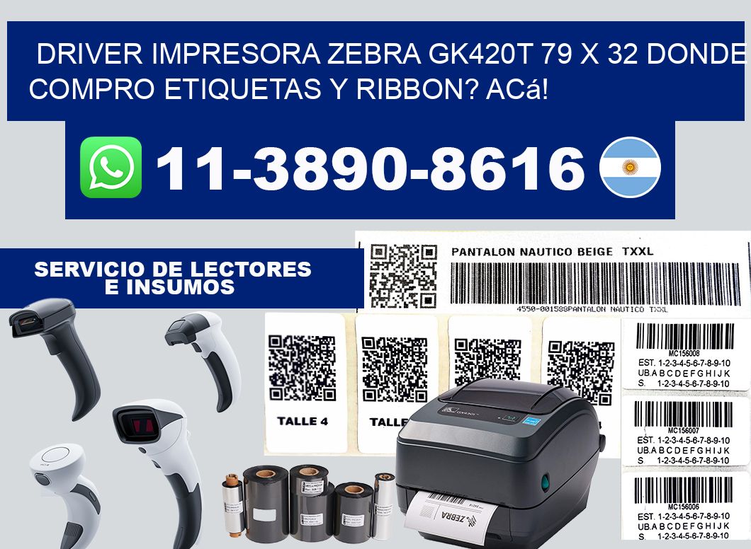 driver impresora zebra gk420t 79 x 32 Donde compro etiquetas y ribbon? Acá!
