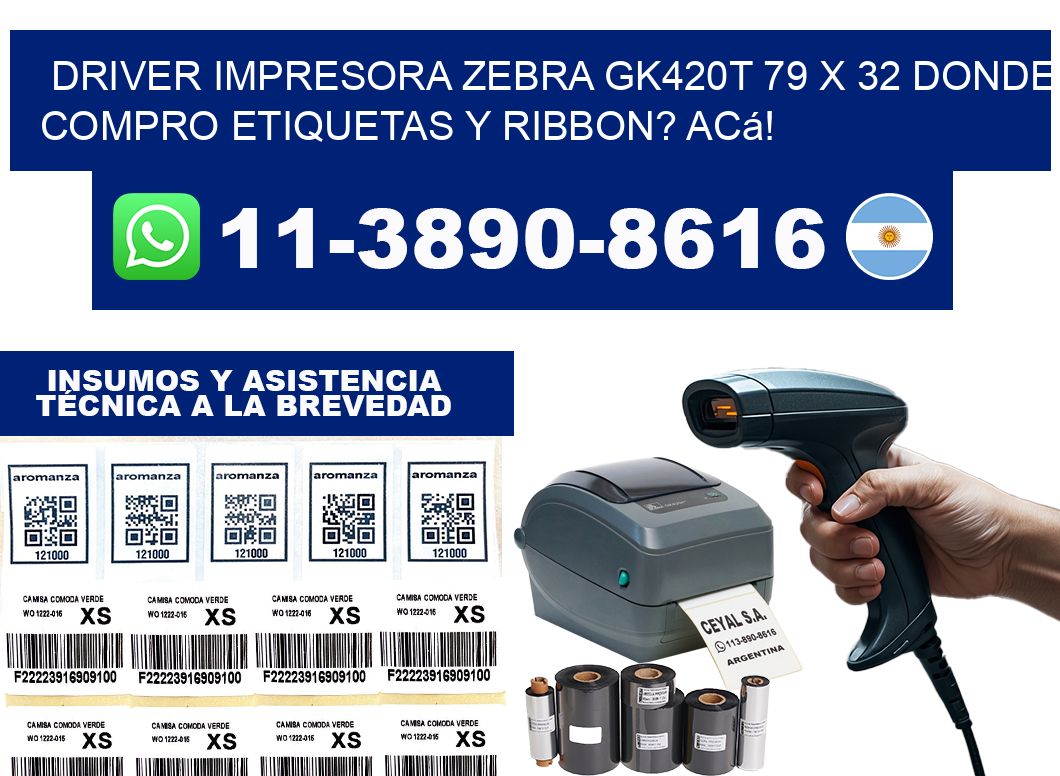 driver impresora zebra gk420t 79 x 32 Donde compro etiquetas y ribbon? Acá!