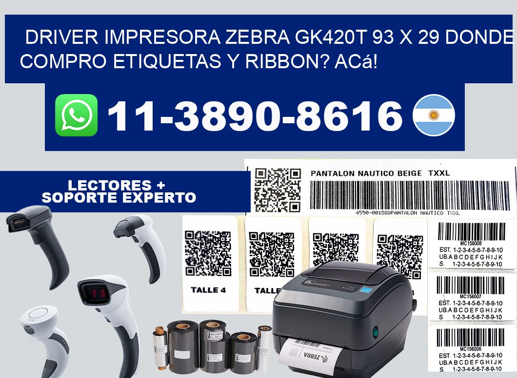 driver impresora zebra gk420t 93 x 29 Donde compro etiquetas y ribbon? Acá!