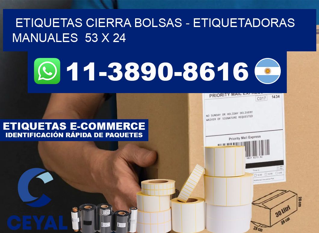 etiquetas cierra bolsas - Etiquetadoras Manuales  53 x 24