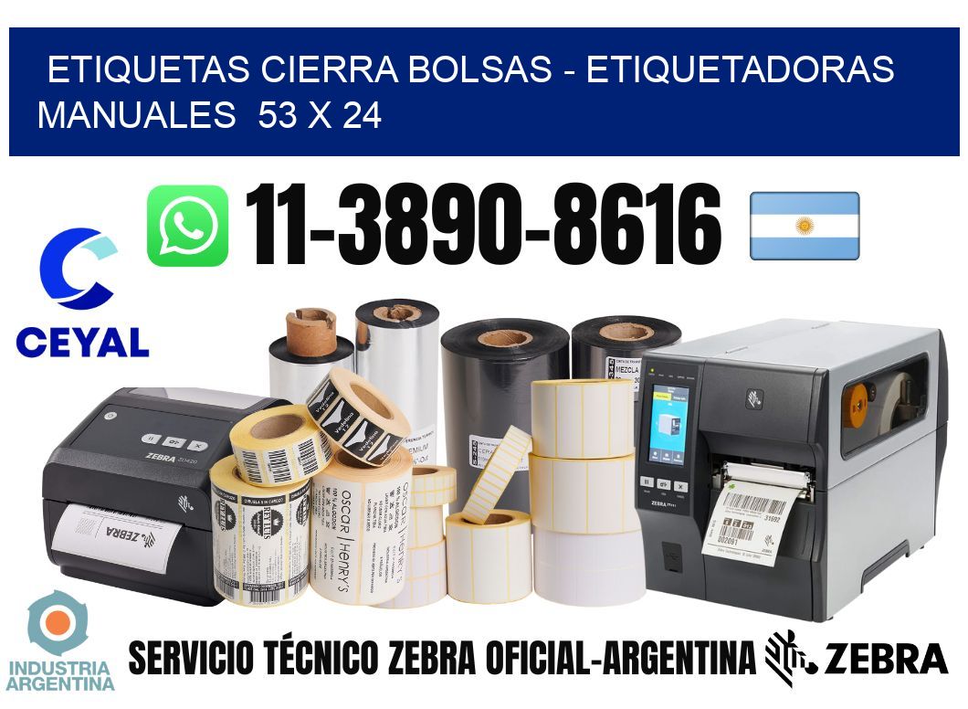 etiquetas cierra bolsas - Etiquetadoras Manuales  53 x 24