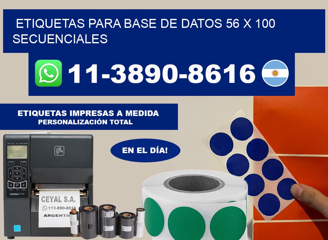 etiquetas para base de datos 56 x 100 secuenciales