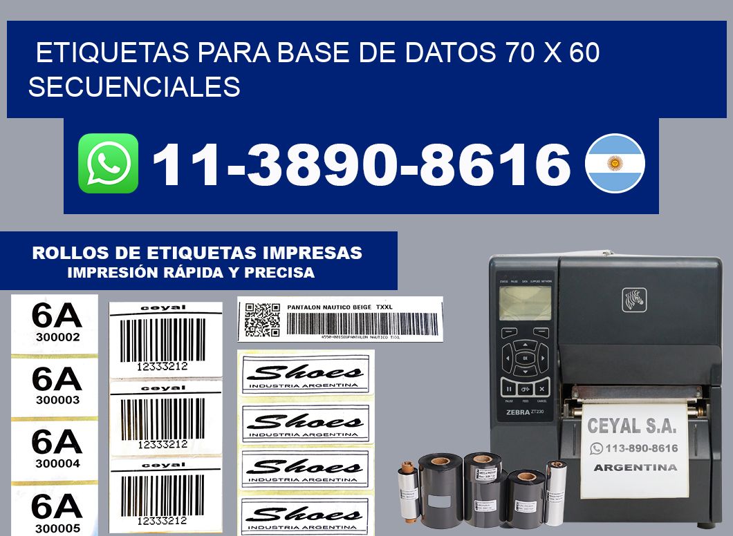 etiquetas para base de datos 70 x 60 secuenciales