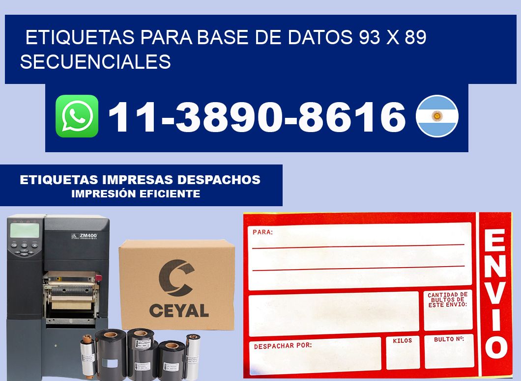 etiquetas para base de datos 93 x 89 secuenciales