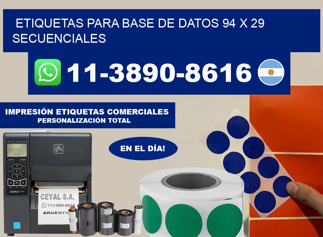 etiquetas para base de datos 94 x 29 secuenciales