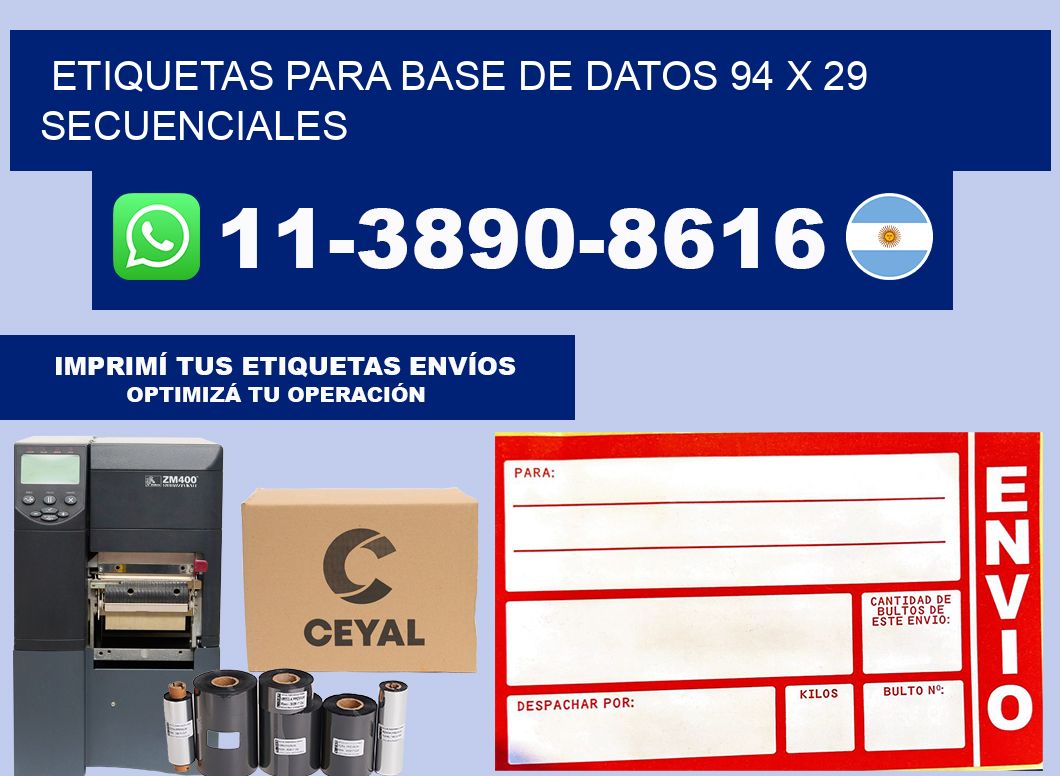 etiquetas para base de datos 94 x 29 secuenciales