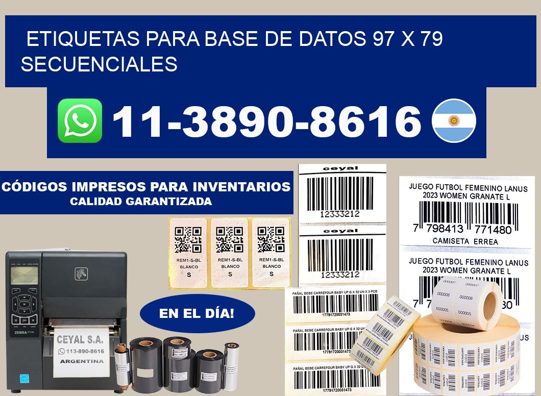 etiquetas para base de datos 97 x 79 secuenciales