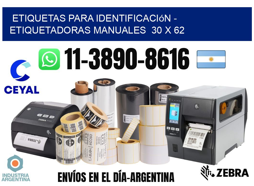 etiquetas para identificación - Etiquetadoras Manuales  30 x 62