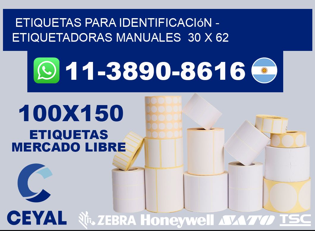 etiquetas para identificación – Etiquetadoras Manuales  30 x 62