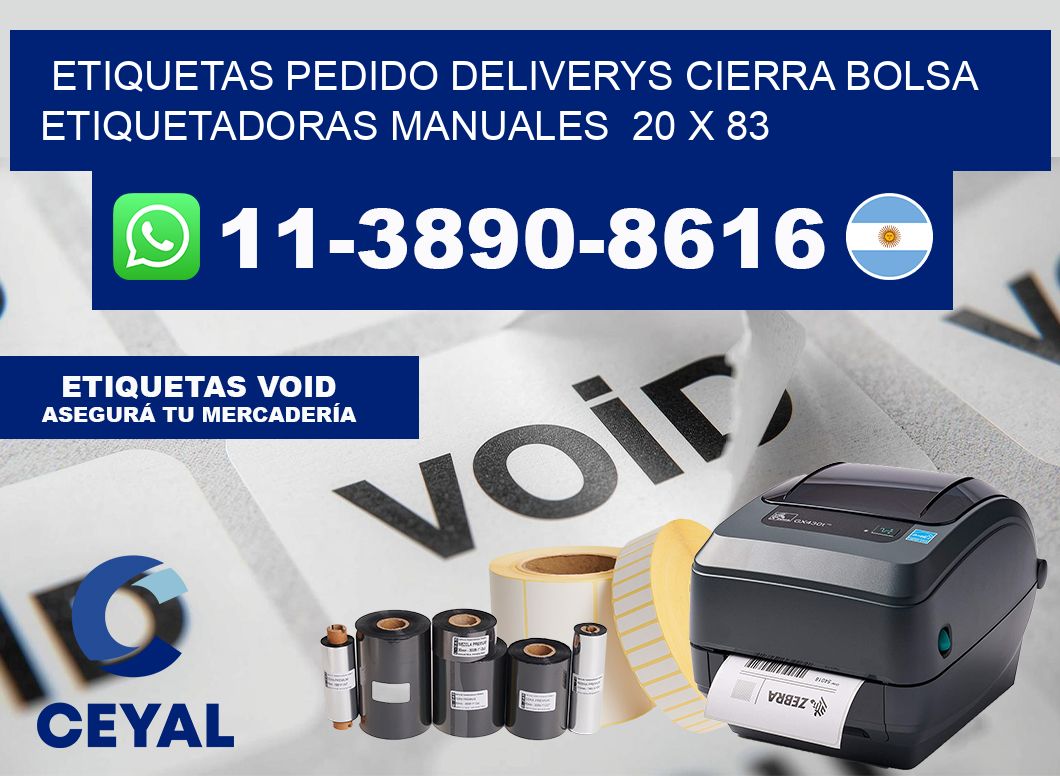 etiquetas pedido deliverys cierra bolsa  Etiquetadoras Manuales  20 x 83