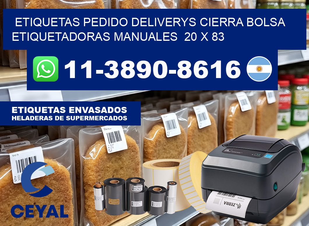etiquetas pedido deliverys cierra bolsa  Etiquetadoras Manuales  20 x 83
