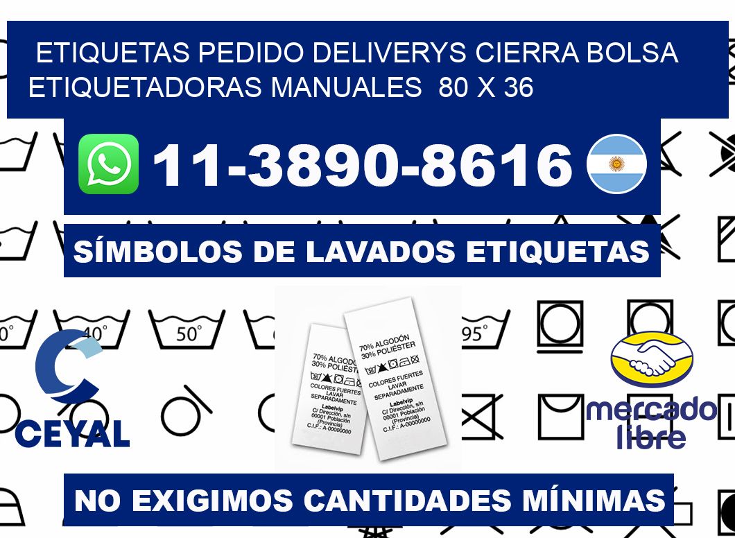 etiquetas pedido deliverys cierra bolsa  Etiquetadoras Manuales  80 x 36
