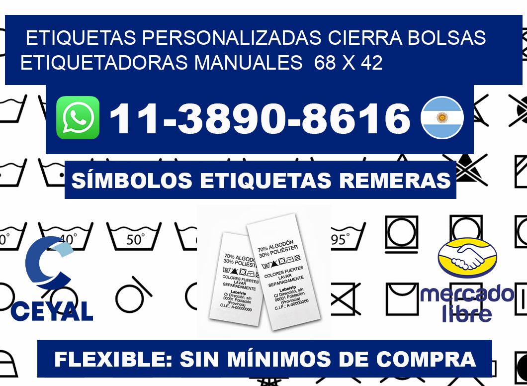etiquetas personalizadas cierra bolsas  Etiquetadoras Manuales  68 x 42