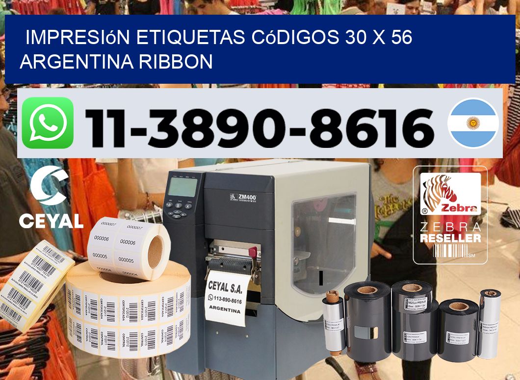 impresión etiquetas códigos 30 x 56 argentina ribbon