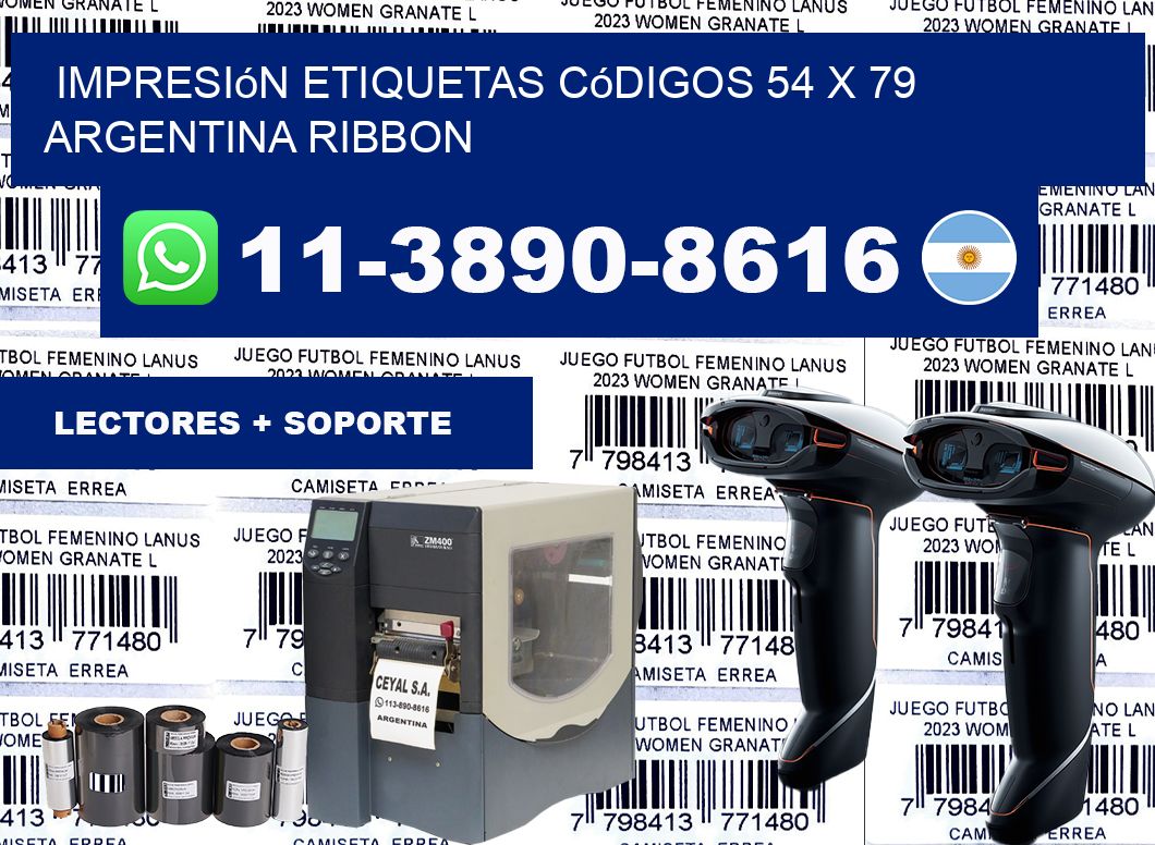impresión etiquetas códigos 54 x 79 argentina ribbon