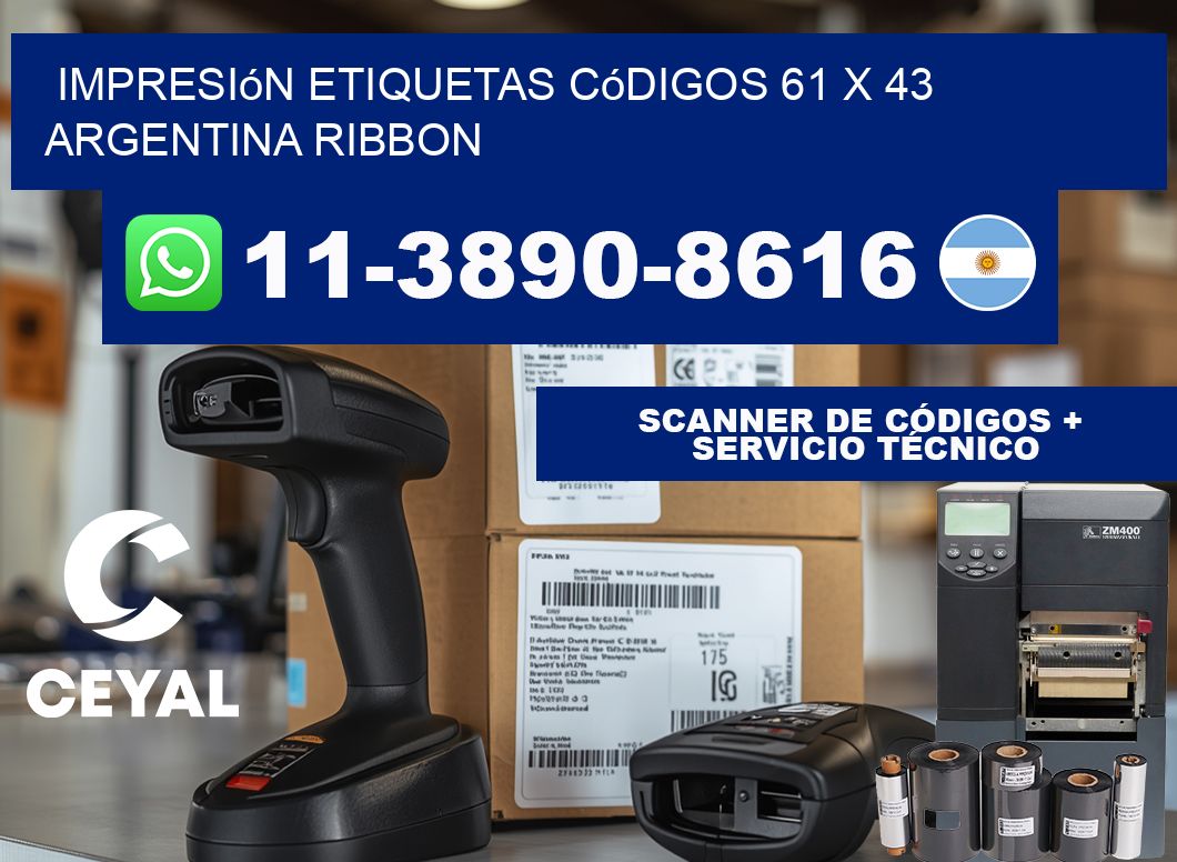 impresión etiquetas códigos 61 x 43 argentina ribbon