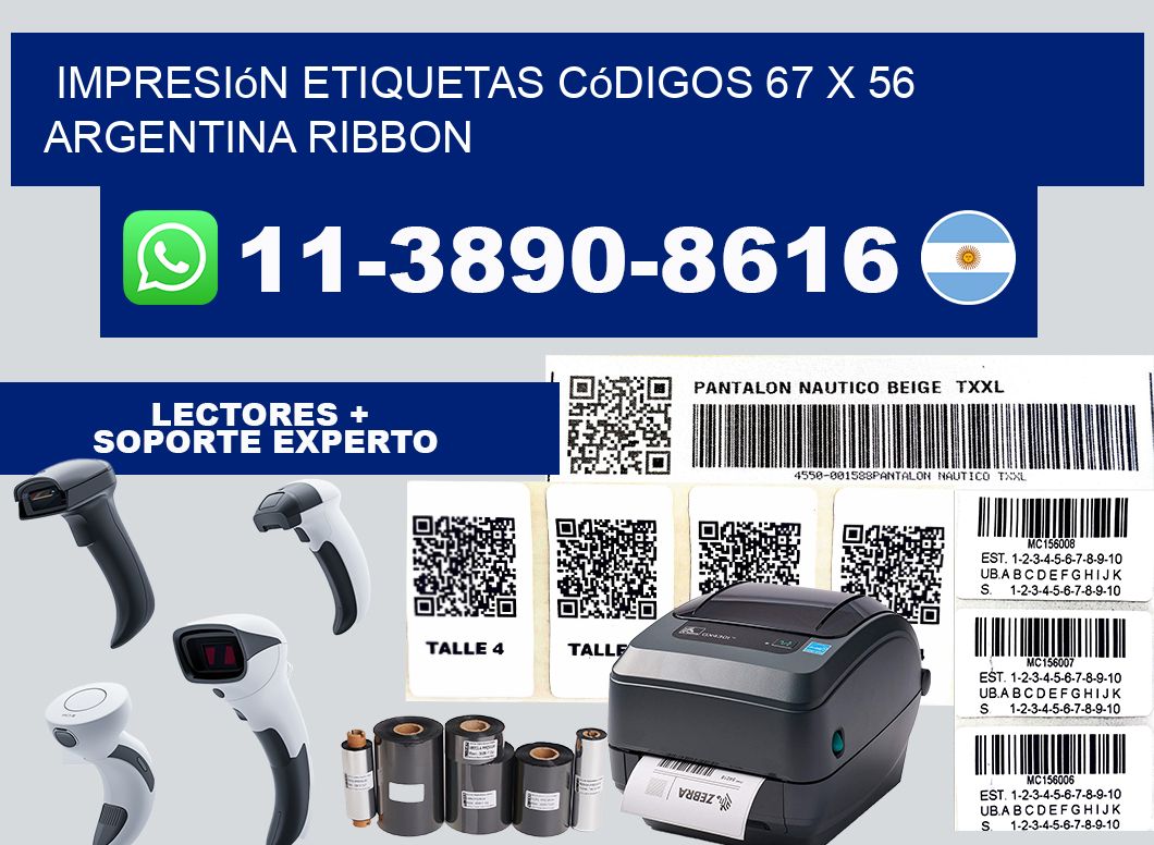 impresión etiquetas códigos 67 x 56 argentina ribbon