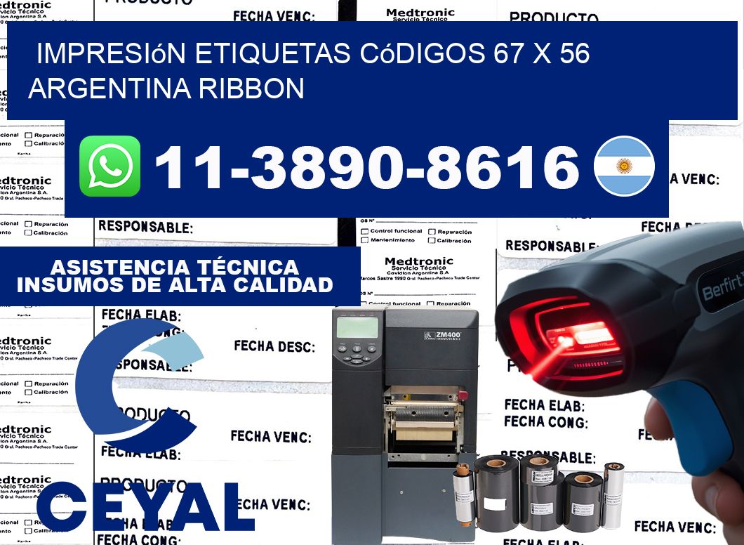impresión etiquetas códigos 67 x 56 argentina ribbon