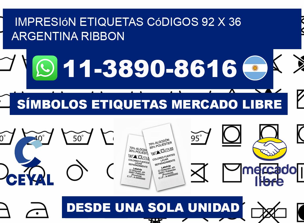 impresión etiquetas códigos 92 x 36 argentina ribbon