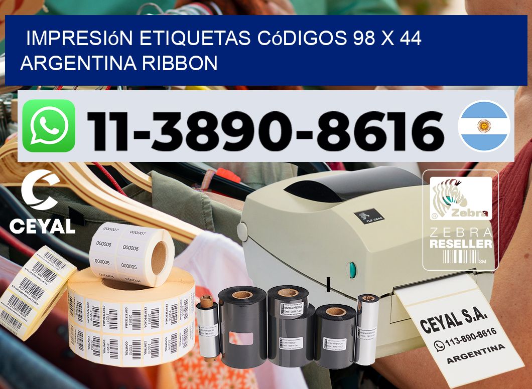 impresión etiquetas códigos 98 x 44 argentina ribbon