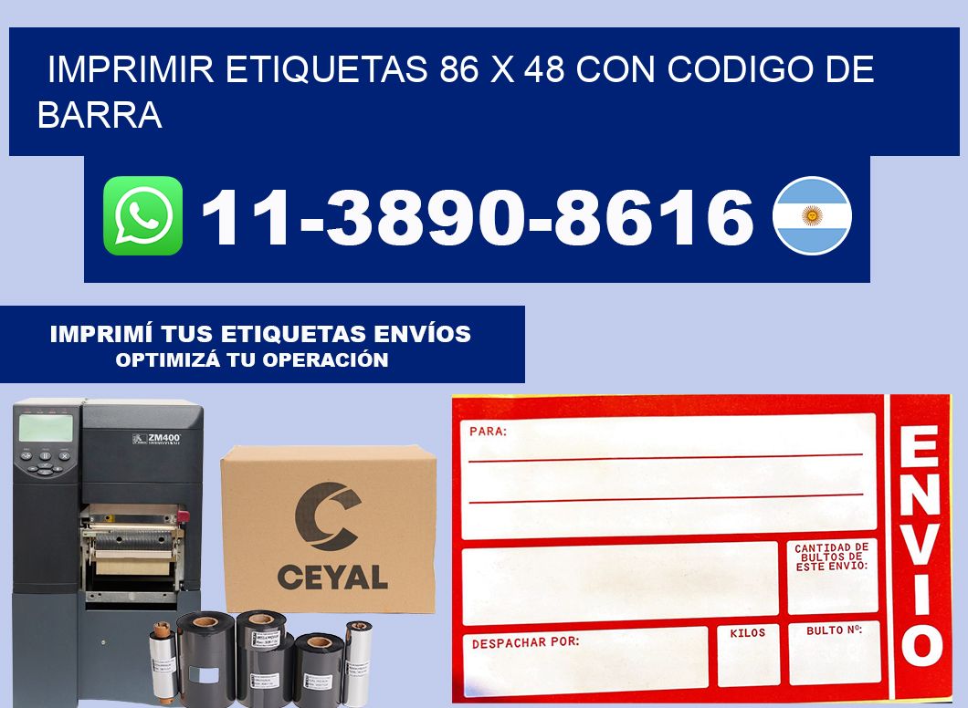 imprimir etiquetas 86 x 48 con codigo de barra