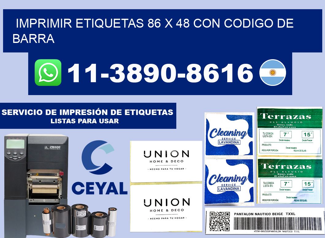 imprimir etiquetas 86 x 48 con codigo de barra