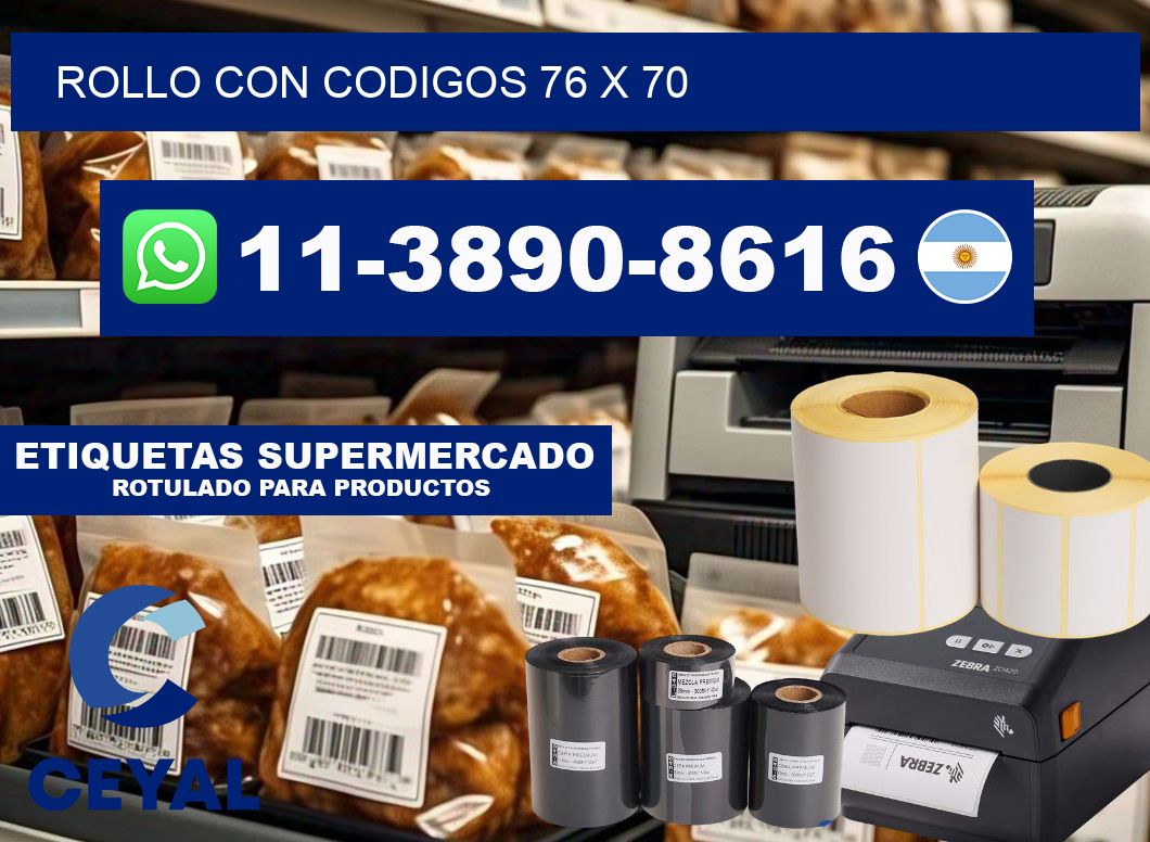 rollo con codigos 76 x 70