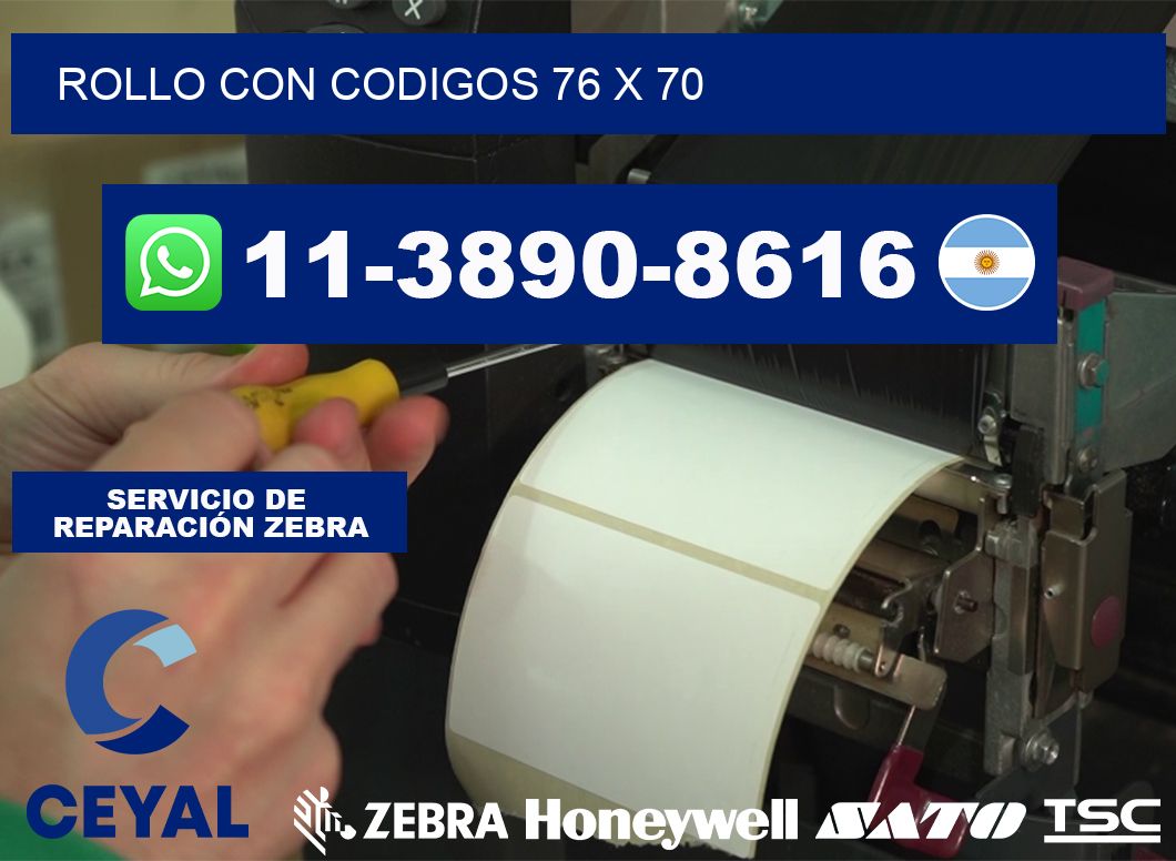 rollo con codigos 76 x 70