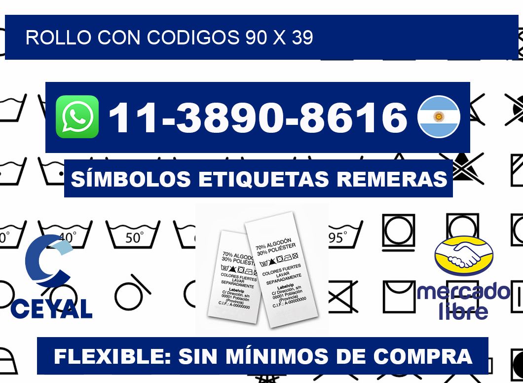 rollo con codigos 90 x 39