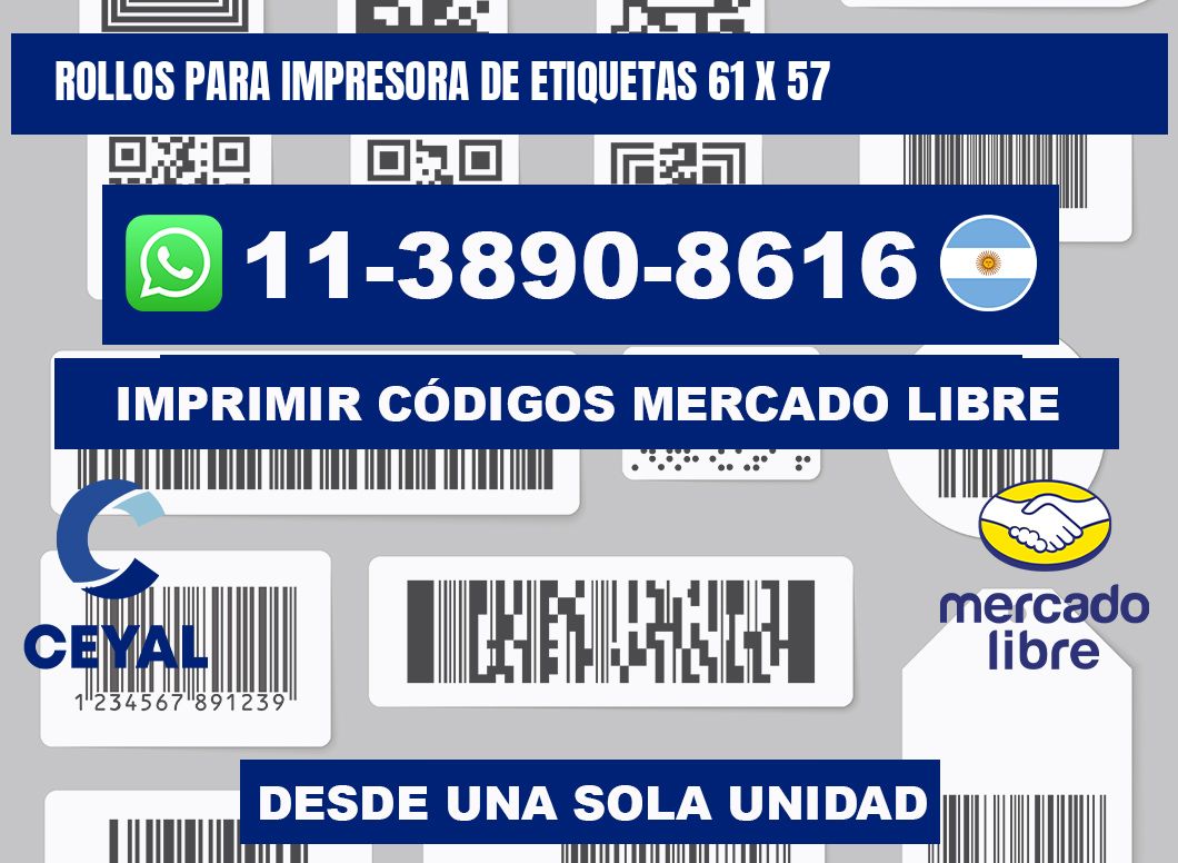 rollos para impresora de etiquetas 61 x 57